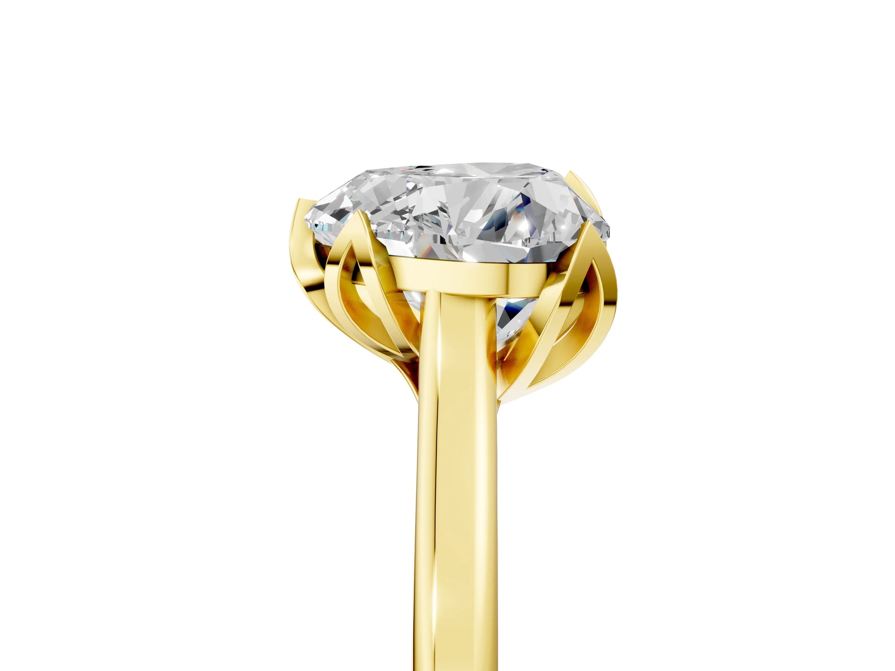 Heart Cut Diamond Solitaire Ring in Yellow gold with Flower Prong Setting_23