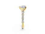 Heart Cut Diamond Solitaire Ring in Yellow gold with Pear and Round Cluster Band_14