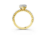 Heart Cut Diamond Solitaire Ring in Yellow gold with Pear and Round Cluster Band_15