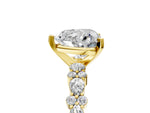 Heart Cut Diamond Solitaire Ring in Yellow gold with Pear and Round Cluster Band_17