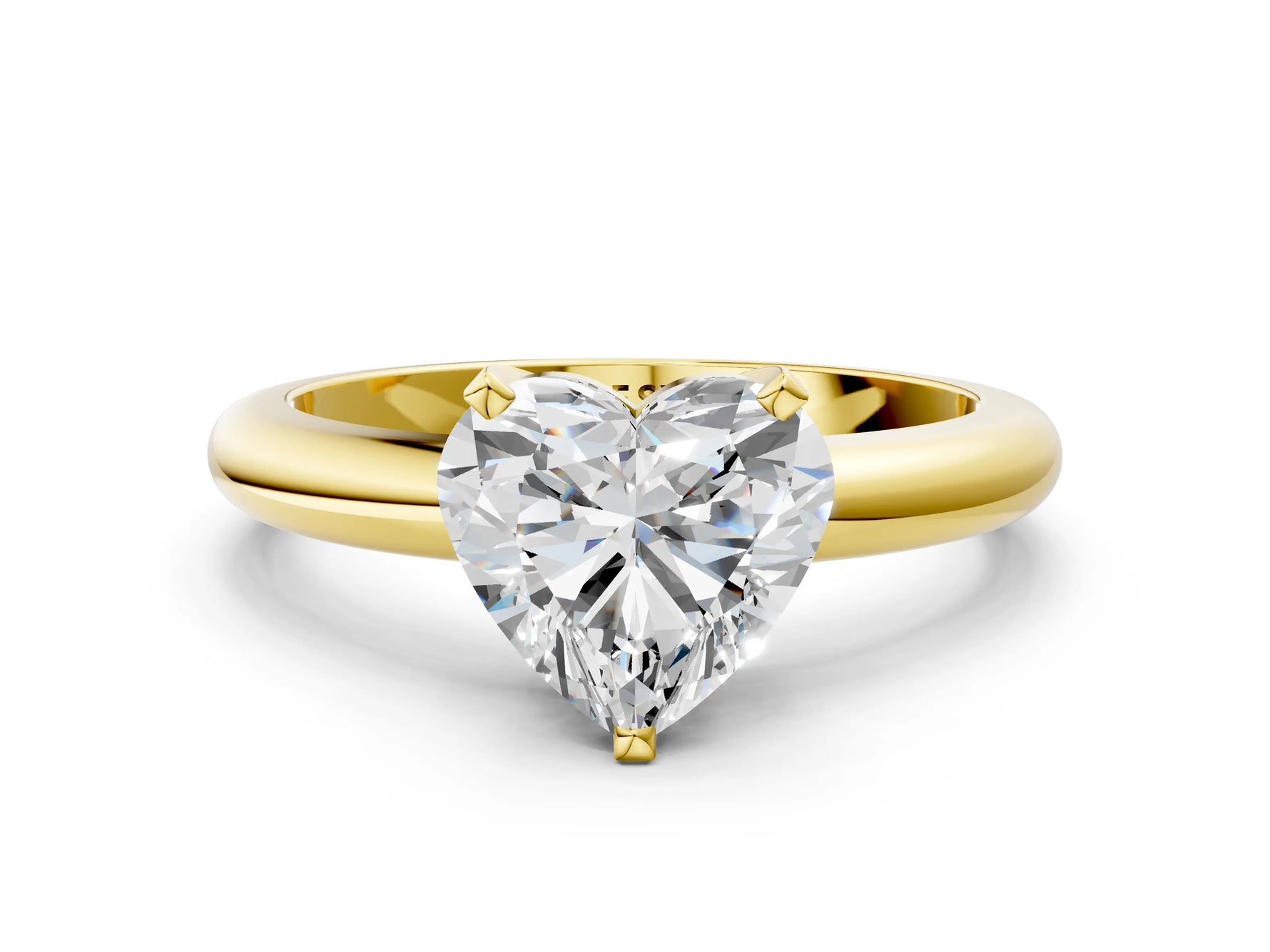 Heart Cut Diamond Solitaire Ring in Yellow gold with Prong Setting and Rounded Band_18