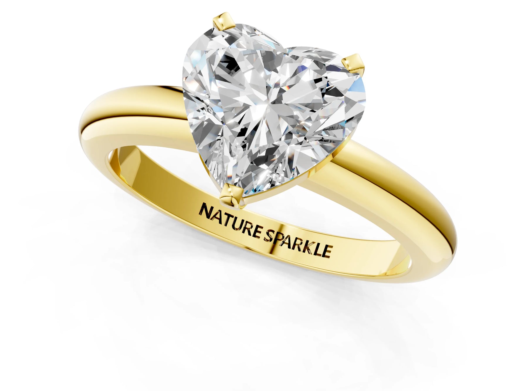 Heart Cut Diamond Solitaire Ring in Yellow gold with Prong Setting and Rounded Band_19