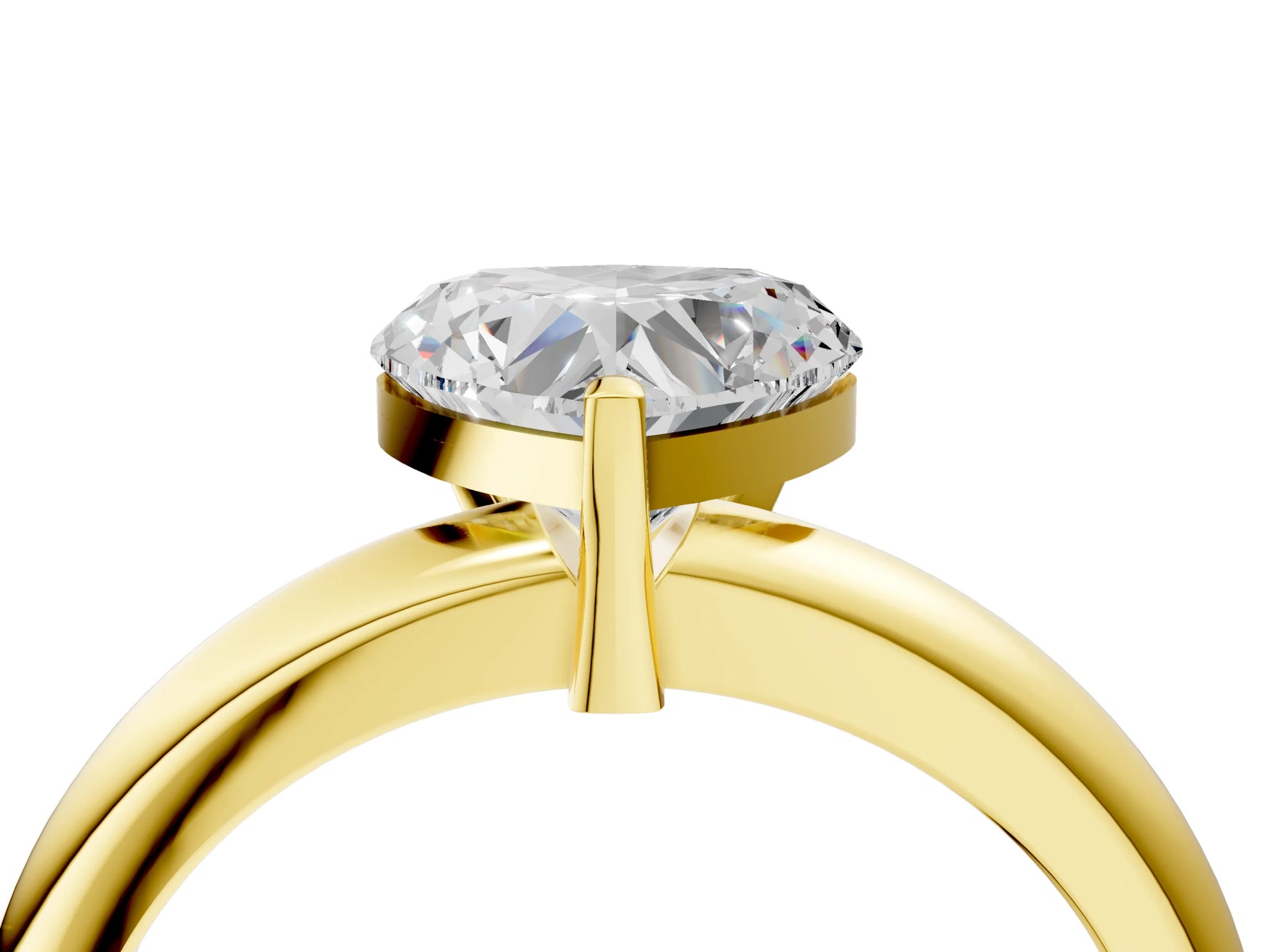 Heart Cut Diamond Solitaire Ring in Yellow gold with Prong Setting and Rounded Band_22