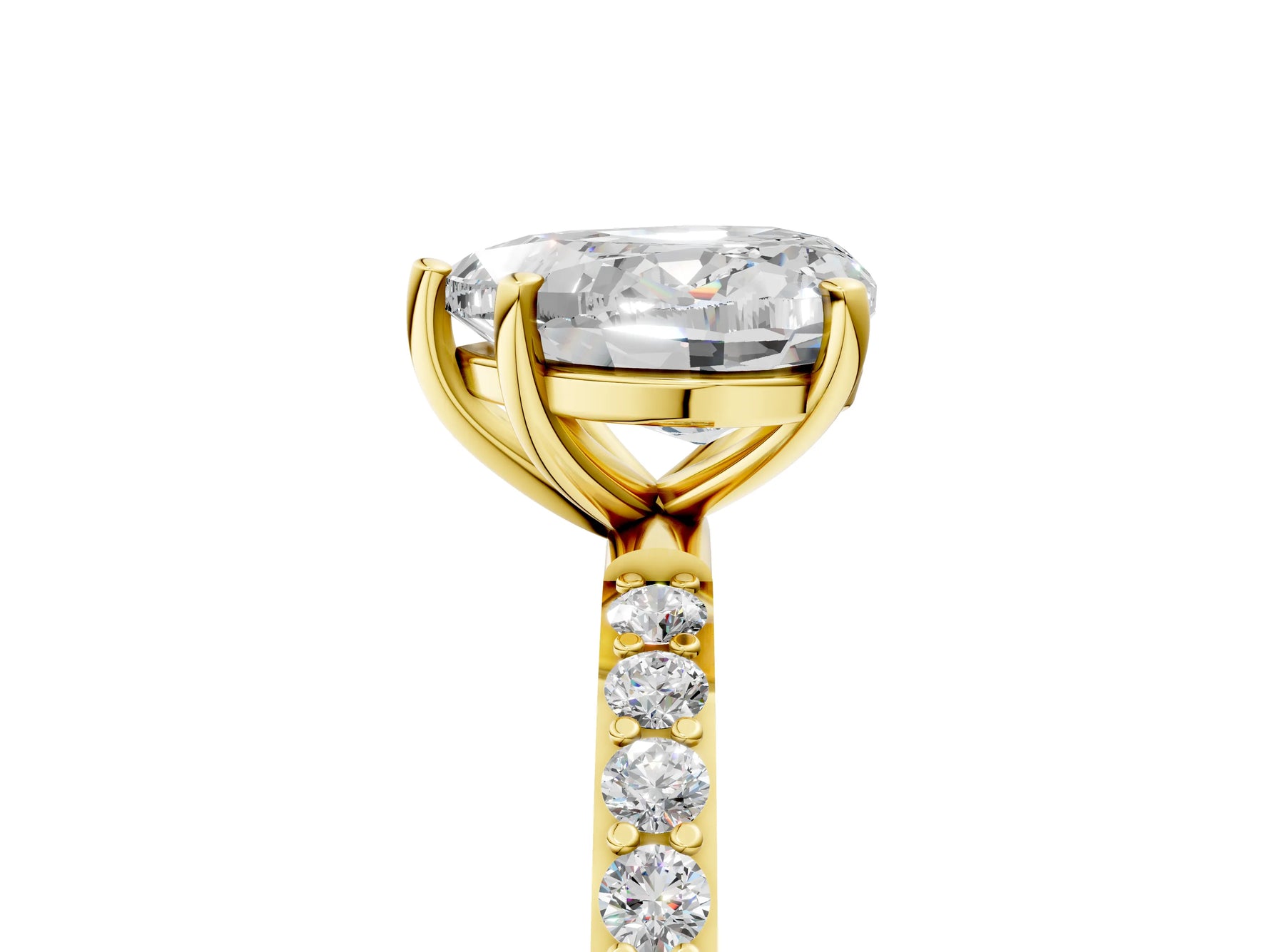 Heart Cut Diamond Solitaire Ring in Yellow gold with Round Pavé Band_11
