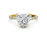Heart Cut Diamond Solitaire Ring in Yellow gold with Round Pavé Band_30