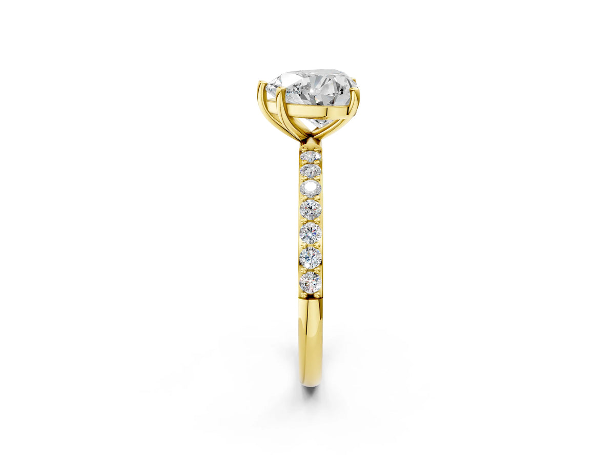 Heart Cut Diamond Solitaire Ring in Yellow gold with Round Pavé Band_32
