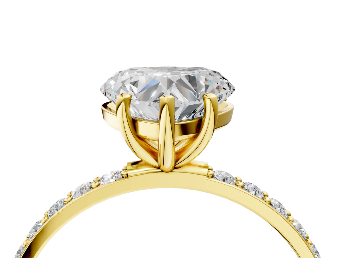 Heart Cut Diamond Solitaire Ring in Yellow gold with Round Pavé Band_34