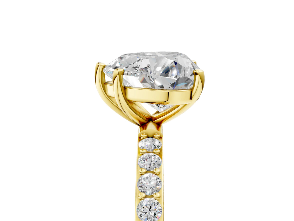 Heart Cut Diamond Solitaire Ring in Yellow gold with Round Pavé Band_35