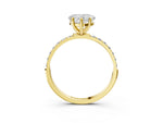Heart Cut Diamond Solitaire Ring in Yellow gold with Round Pavé Band_9
