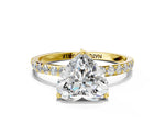 Heart Cut Diamond Solitaire Ring in Yellow gold with Round Shared Prong Pavé Band_18