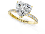 Heart Cut Diamond Solitaire Ring in Yellow gold with Round Shared Prong Pavé Band_19