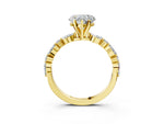 Heart Cut Diamond Solitaire Ring in Yellow gold with Shared Prong Marquise and Round Side Stones_15