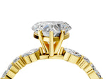 Heart Cut Diamond Solitaire Ring in Yellow gold with Shared Prong Marquise and Round Side Stones_16
