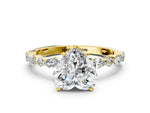 Heart Cut Diamond Solitaire Ring in Yellow gold with Shared Prong Marquise and Round Side Stones_36