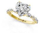 Heart Cut Diamond Solitaire Ring in Yellow gold with Shared Prong Marquise and Round Side Stones_37