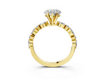 Heart Cut Diamond Solitaire Ring in Yellow gold with Shared Prong Marquise and Round Side Stones_39