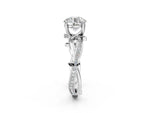 Heart Cut Diamond Solitaire Twist Band Ring in White gold with Pavé Accents and Prong Setting_44