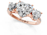 Heart Cut Diamond Trellis Three-Stone Engagement Ring in Rose gold with Round Side Stones_19