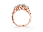 Heart Cut Diamond Trellis Three-Stone Engagement Ring in Rose gold with Round Side Stones_21
