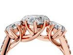 Heart Cut Diamond Trellis Three-Stone Engagement Ring in Rose gold with Round Side Stones_22