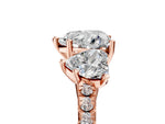 Heart Cut Diamond Trellis Three-Stone Engagement Ring in Rose gold with Round Side Stones_23