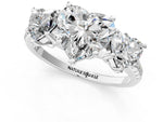 Heart Cut Diamond Trellis Three-Stone Engagement Ring in White gold with Round Side Stones_13