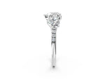 Heart Cut Diamond Trellis Three-Stone Engagement Ring in White gold with Round Side Stones_14