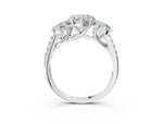 Heart Cut Diamond Trellis Three-Stone Engagement Ring in White gold with Round Side Stones_15