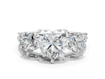 Heart Cut Diamond Trellis Three-Stone Engagement Ring in White gold with Round Side Stones_24