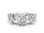 Heart Cut Diamond Trellis Three-Stone Engagement Ring in White gold with Round Side Stones_6