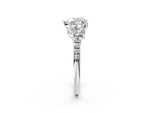Heart Cut Diamond Trellis Three-Stone Engagement Ring in White gold with Round Side Stones_8