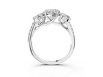 Heart Cut Diamond Trellis Three-Stone Engagement Ring in White gold with Round Side Stones_9