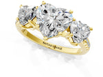 Heart Cut Diamond Trellis Three-Stone Engagement Ring in Yellow gold with Round Side Stones_13