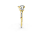 Heart Cut Diamond Trellis Three-Stone Engagement Ring in Yellow gold with Round Side Stones_14