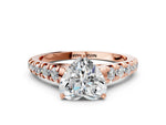 Heart Cut Diamond Vintage Scroll Solitaire Ring in Rose gold with Graduated Round Side Stones_12