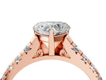 Heart Cut Diamond Vintage Scroll Solitaire Ring in Rose gold with Graduated Round Side Stones_16
