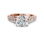 Heart Cut Diamond Vintage Scroll Solitaire Ring in Rose gold with Graduated Round Side Stones_24