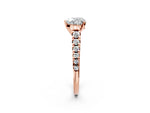 Heart Cut Diamond Vintage Scroll Solitaire Ring in Rose gold with Graduated Round Side Stones_26