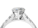 Heart Cut Diamond Vintage Scroll Solitaire Ring in White gold with Graduated Round Side Stones_10