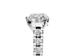 Heart Cut Diamond Vintage Scroll Solitaire Ring in White gold with Graduated Round Side Stones_11