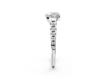 Heart Cut Diamond Vintage Scroll Solitaire Ring in White gold with Graduated Round Side Stones_20