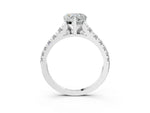 Heart Cut Diamond Vintage Scroll Solitaire Ring in White gold with Graduated Round Side Stones_21