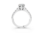 Heart Cut Diamond Vintage Scroll Solitaire Ring in White gold with Graduated Round Side Stones_9