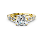 Heart Cut Diamond Vintage Scroll Solitaire Ring in Yellow gold with Graduated Round Side Stones_12