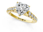 Heart Cut Diamond Vintage Scroll Solitaire Ring in Yellow gold with Graduated Round Side Stones_13