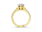 Heart Cut Diamond Vintage Scroll Solitaire Ring in Yellow gold with Graduated Round Side Stones_15