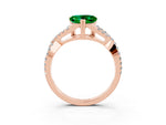 Heart Cut Emerald Solitaire Ring in Rose gold with Interwoven Pavé Band and Prong Setting_3