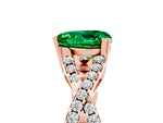 Heart Cut Emerald Solitaire Ring in Rose gold with Interwoven Pavé Band and Prong Setting_5