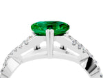 Heart Cut Emerald Solitaire Ring in Silver with Interwoven Pavé Band and Prong Setting_10