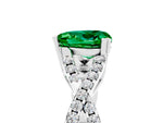 Heart Cut Emerald Solitaire Ring in White gold with Interwoven Pavé Band and Prong Setting_5